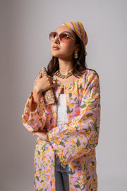 Linen digital print Blush summer jacket