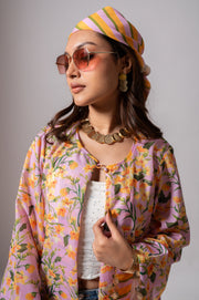 Linen digital print Blush summer jacket