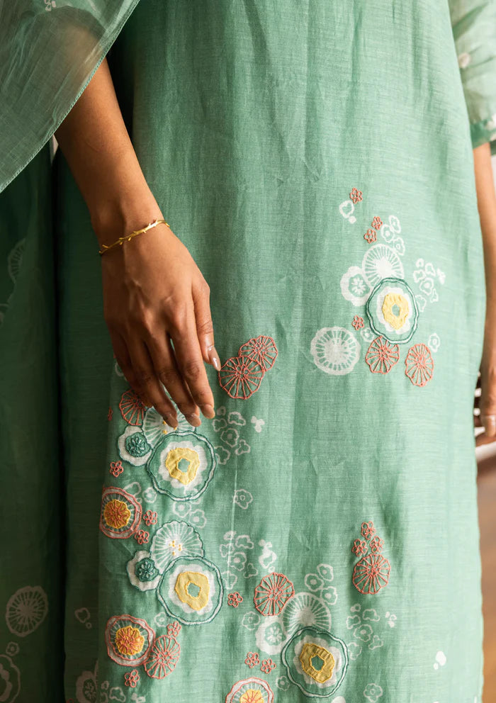 MINT FLORAL KURTA SET