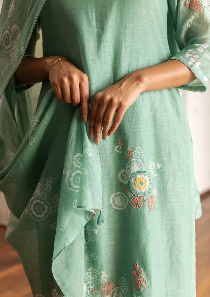 MINT FLORAL KURTA SET