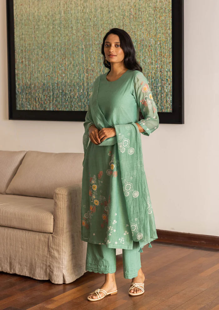 MINT FLORAL KURTA SET