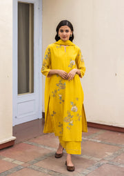 RUE FLORAL APPLIQUE KURTA SET