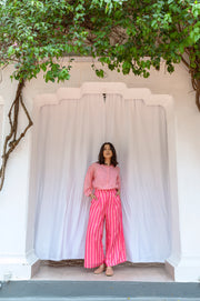 Broad hem flared high waist trousers with lining