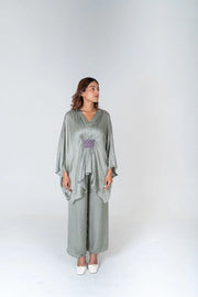 Green-Purple Braided Kaftan Co-rd Set