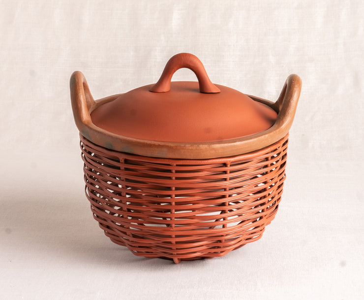 Terracotta Kadai and Tokri Chafing Basket Small
