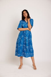Blue town ( midi dress with belt )