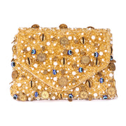 Evil eye gold clutch