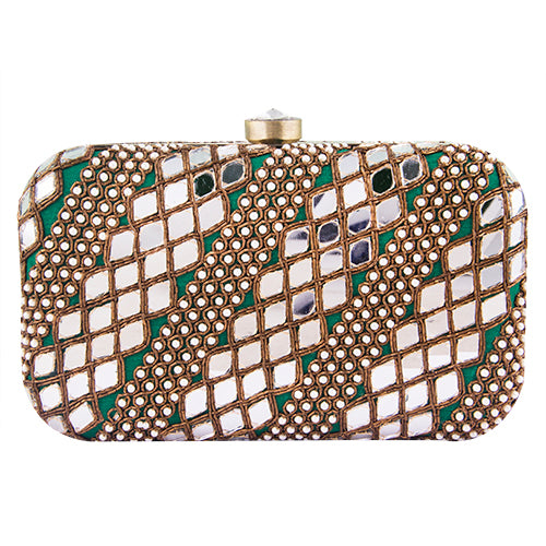 Green mirrorwork clutch