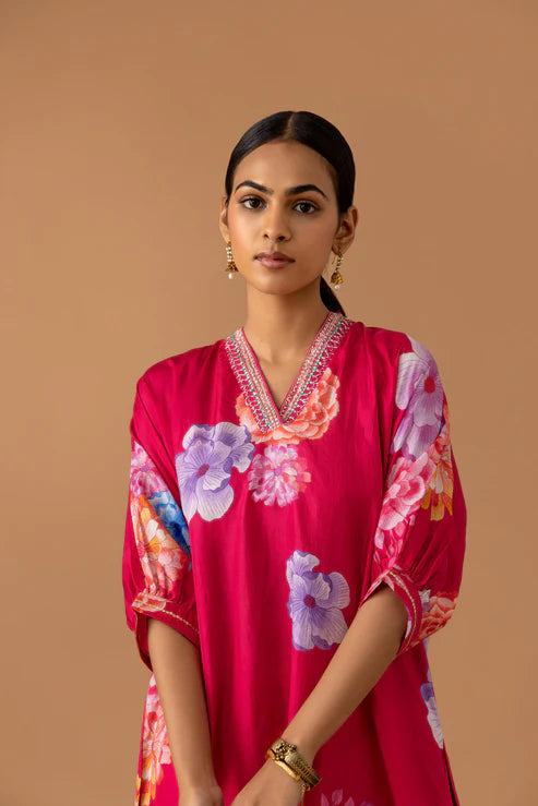 Juanita- Cherry Silk Kaftan