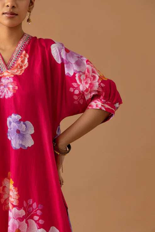 Juanita- Cherry Silk Kaftan