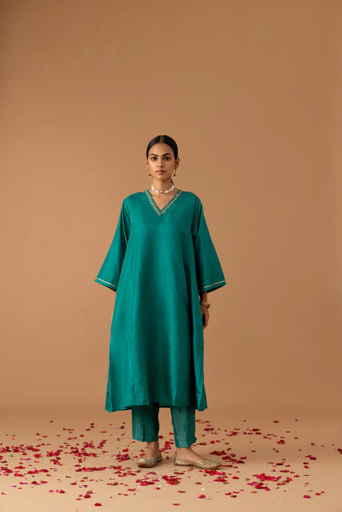 Juanita- Teal Silk Kaftan