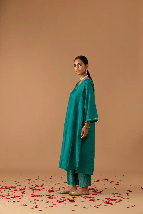 Juanita- Teal Silk Kaftan