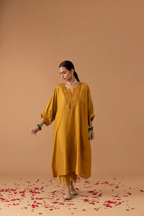 OCHRE SILK KAFTAN