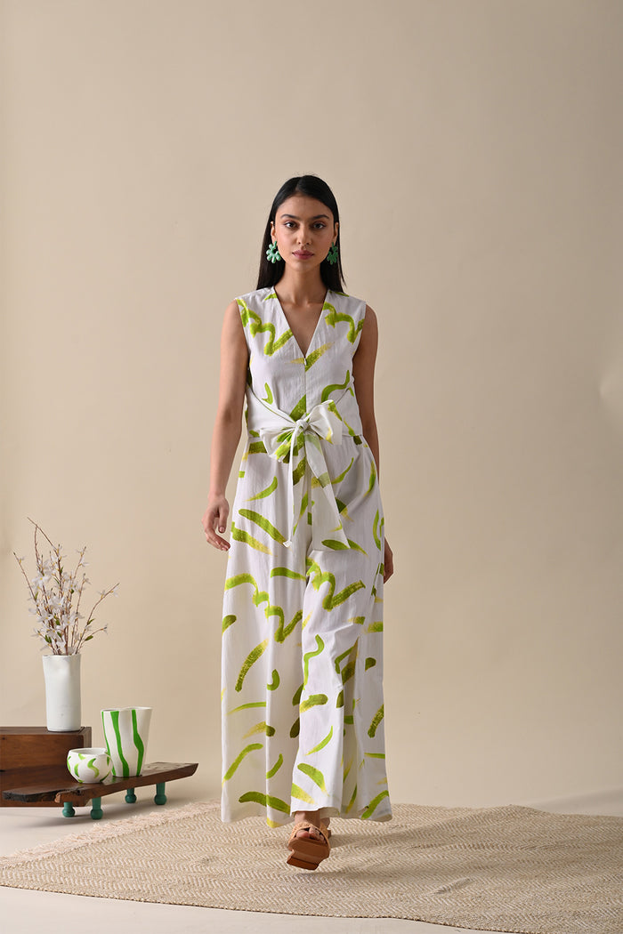 NOVA OLIVE PRINT JUMPSUIT