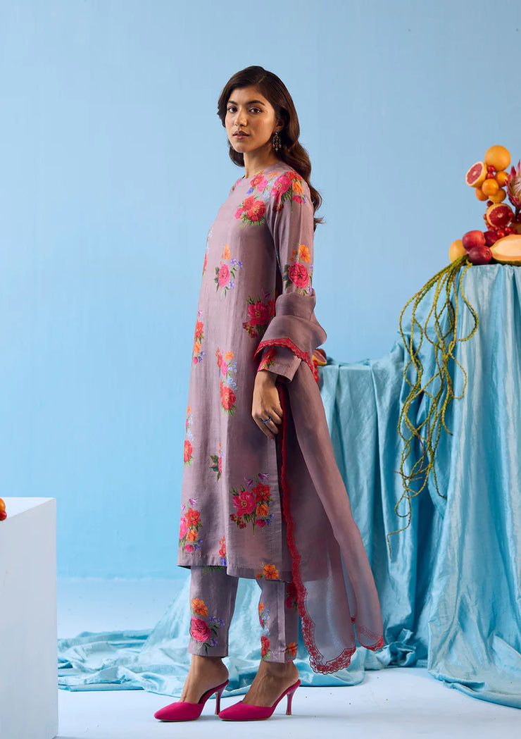 Enchanted Bloom Slate Kurta Set