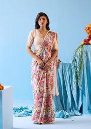 Whimsical Garden Beige Saree