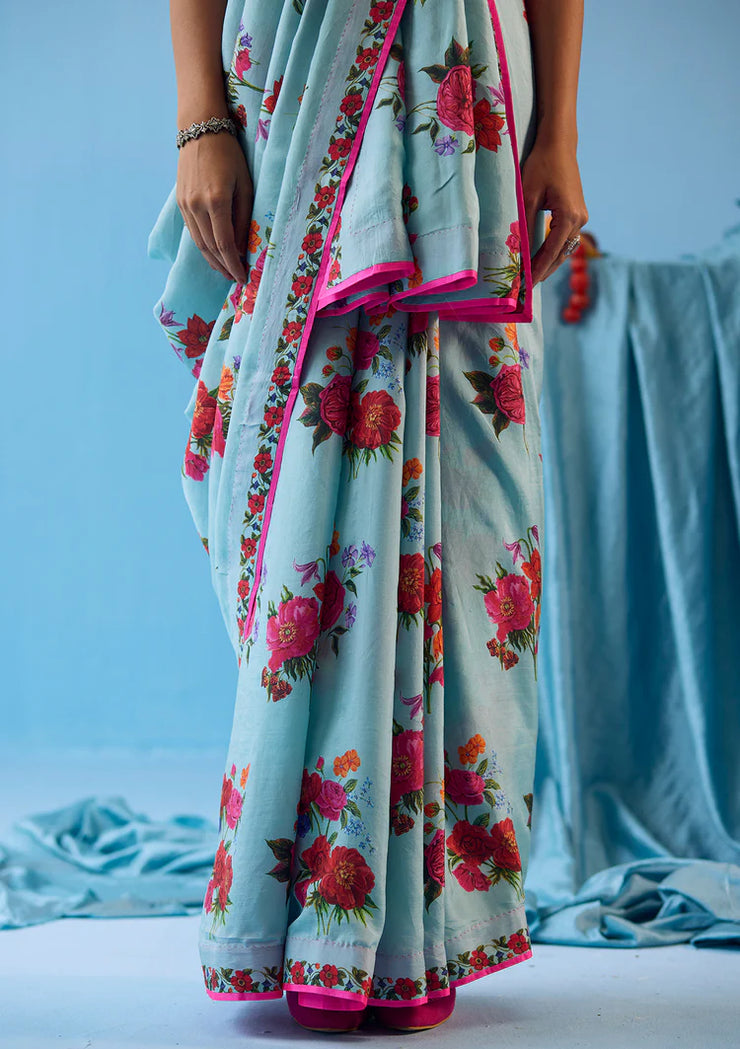 Eternal Love Ice Blue Saree