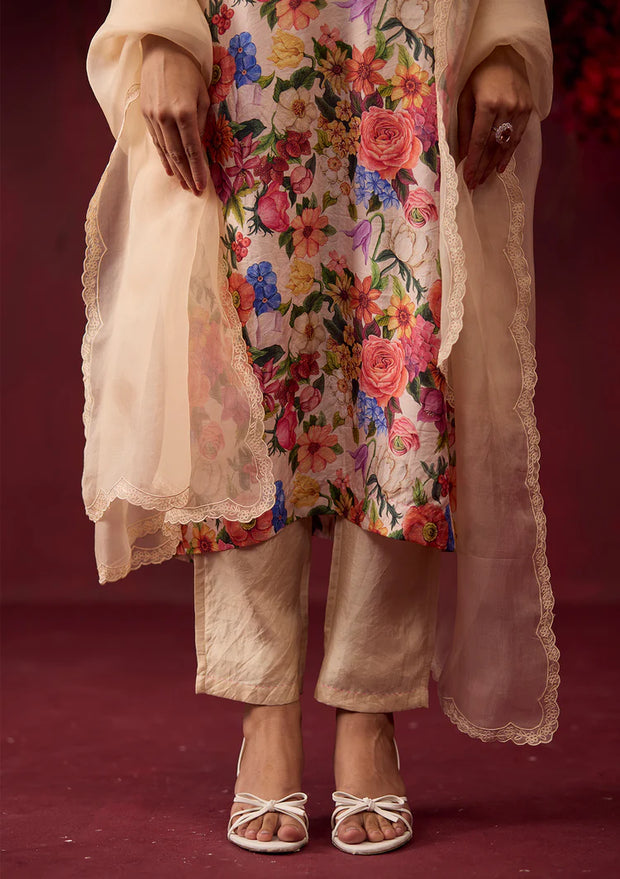 Euphoric Blossom Beige Kurta Set