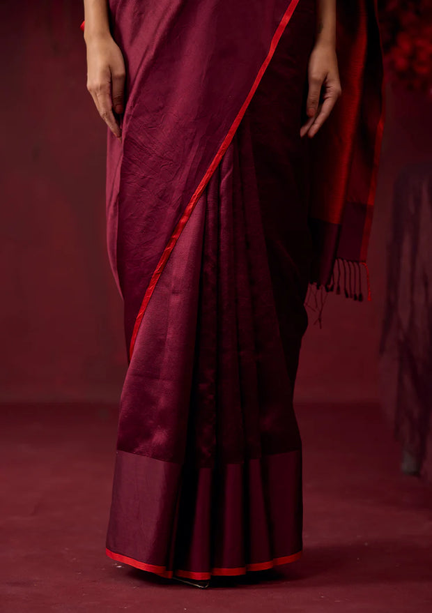 Bold Allure Burgundy Saree