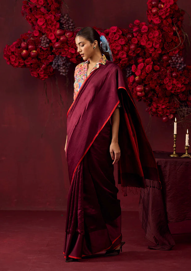 Bold Allure Burgundy Saree