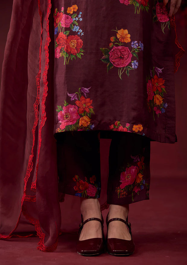 Enchanted Bloom Burgundy Kurta Set