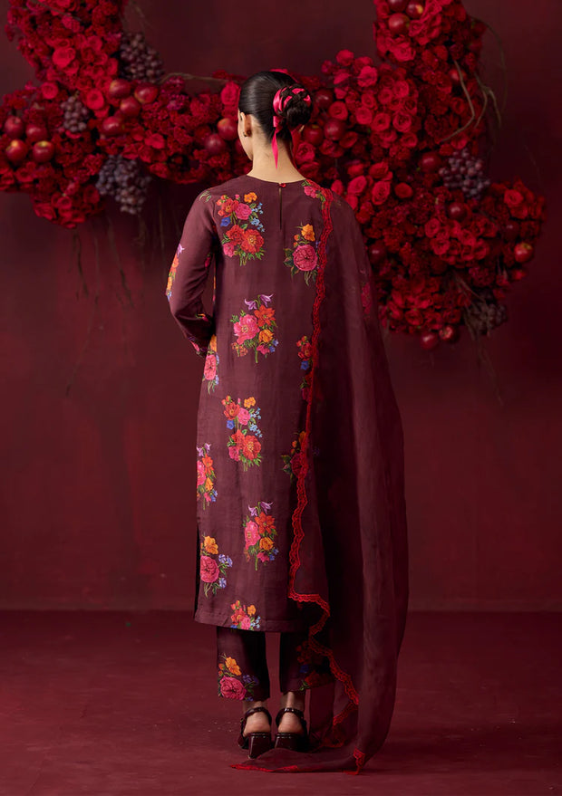 Enchanted Bloom Burgundy Kurta Set