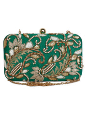 Double paisley green clutch