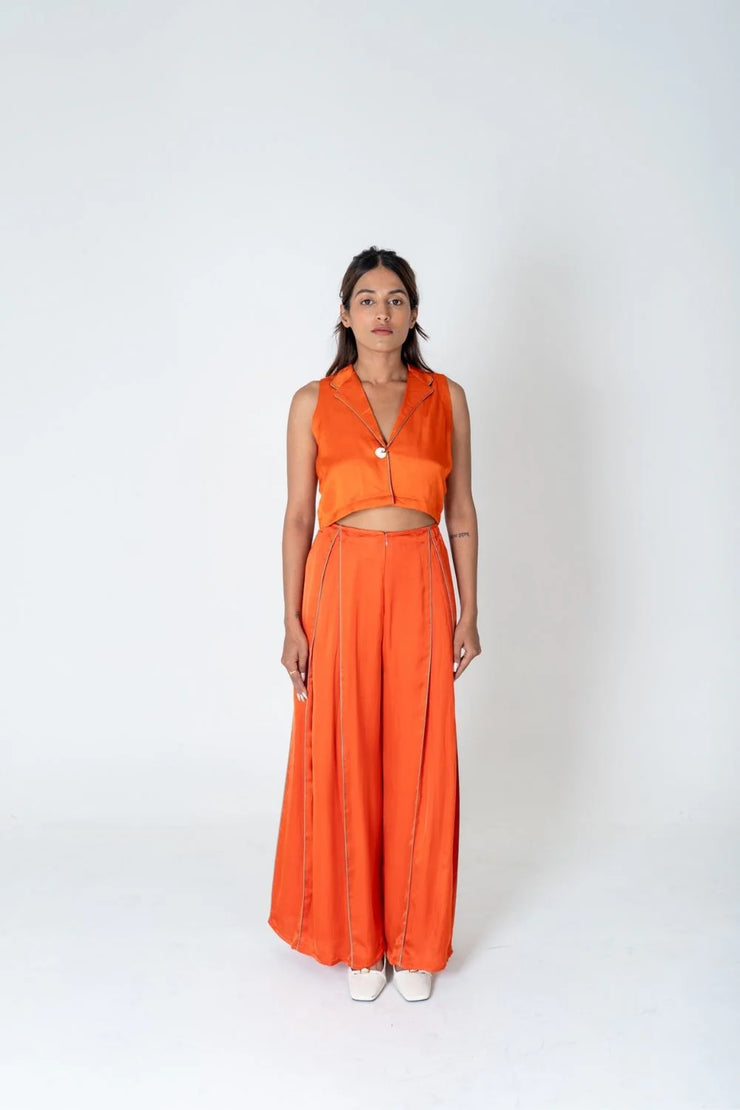 Orange Sleeveless Waistcoat Co-ord Set