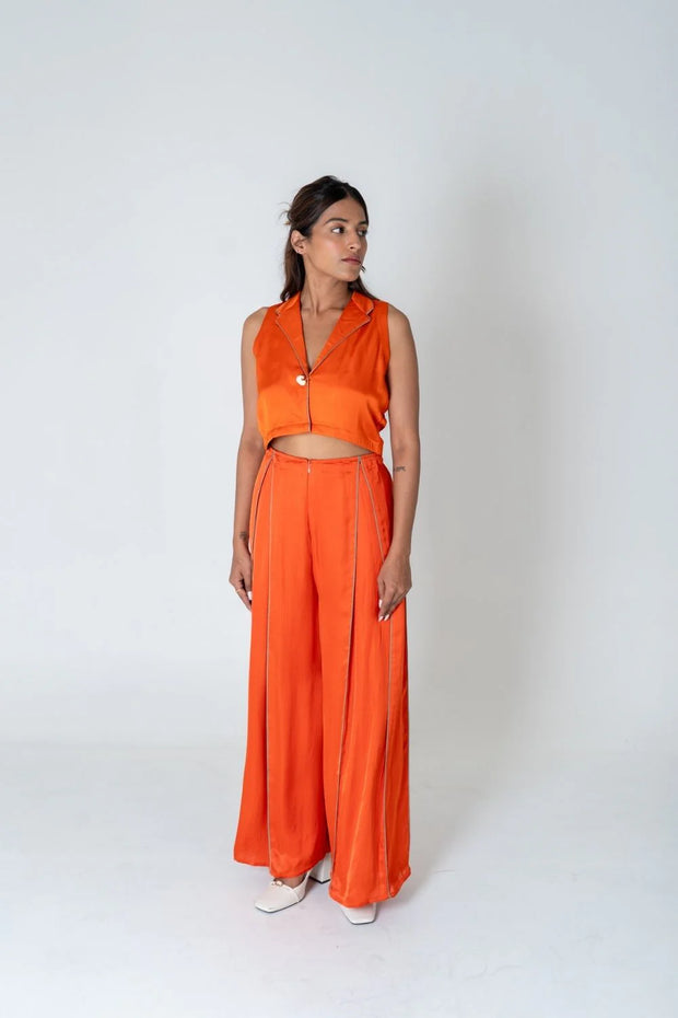 Orange Sleeveless Waistcoat Co-ord Set