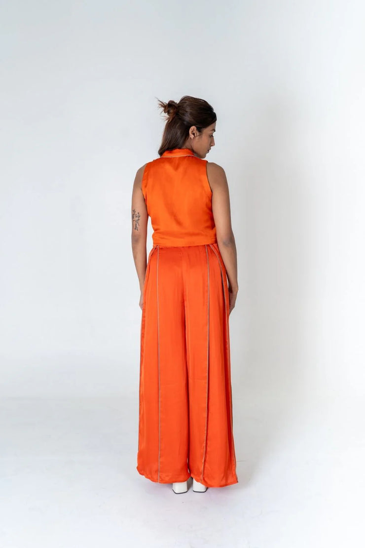 Orange Sleeveless Waistcoat Co-ord Set