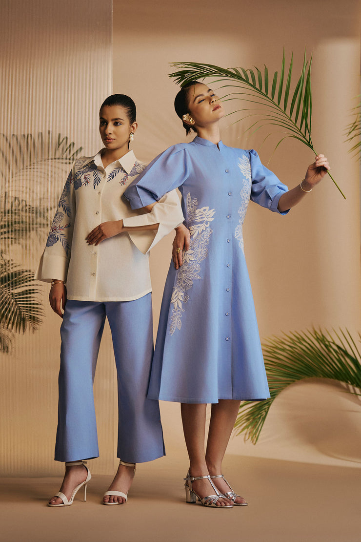 Ivory Blue Flora Co-ord Set