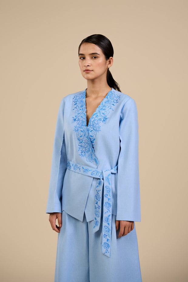 Blue Rose Embroidered Jacket