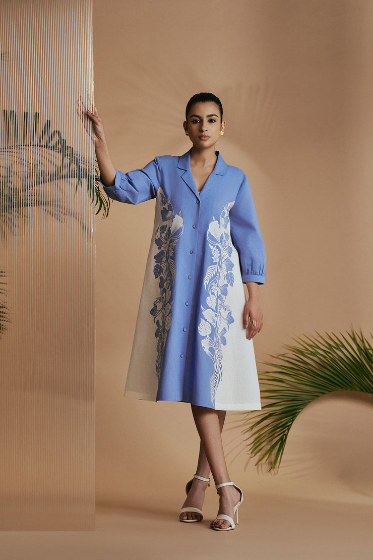 Blue Petal Safari A-Line Dress