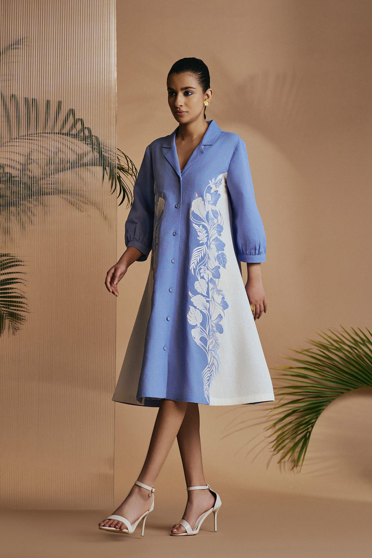 Blue Petal Safari A-Line Dress