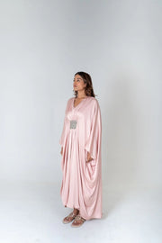 Pink-Green Braided Long Kaftan