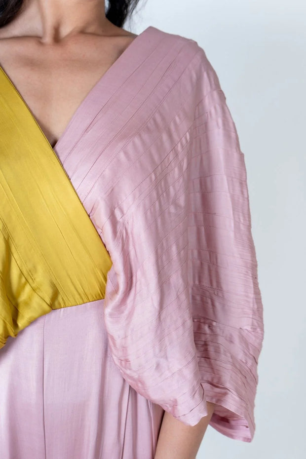 Pink-Yellow Color-Blocked Jumpsuit