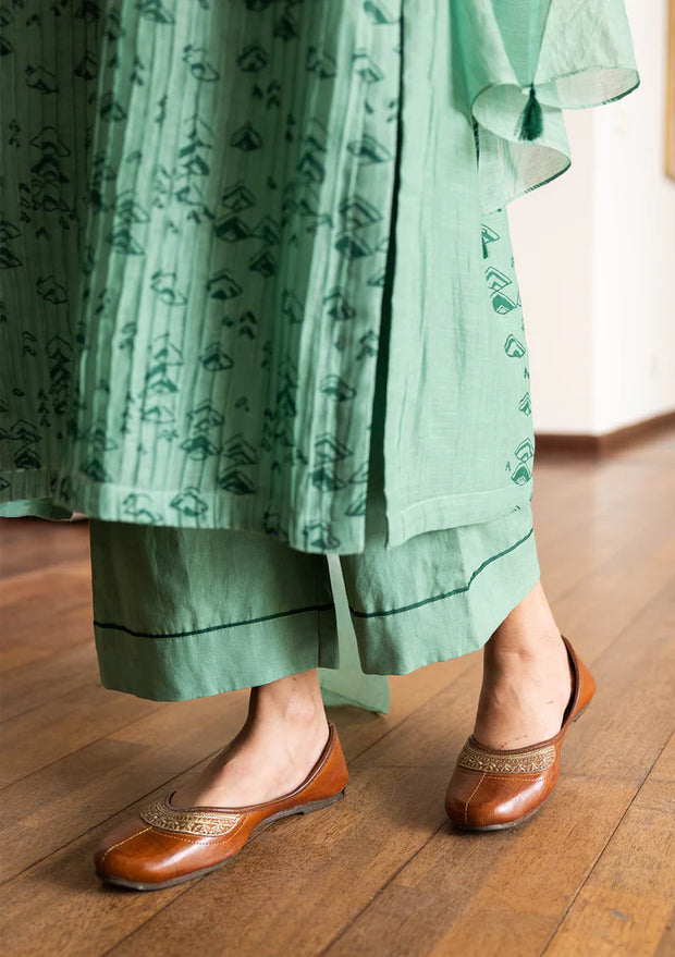 MINT GEOMETRIC PRINT OMBRE KURTA SET