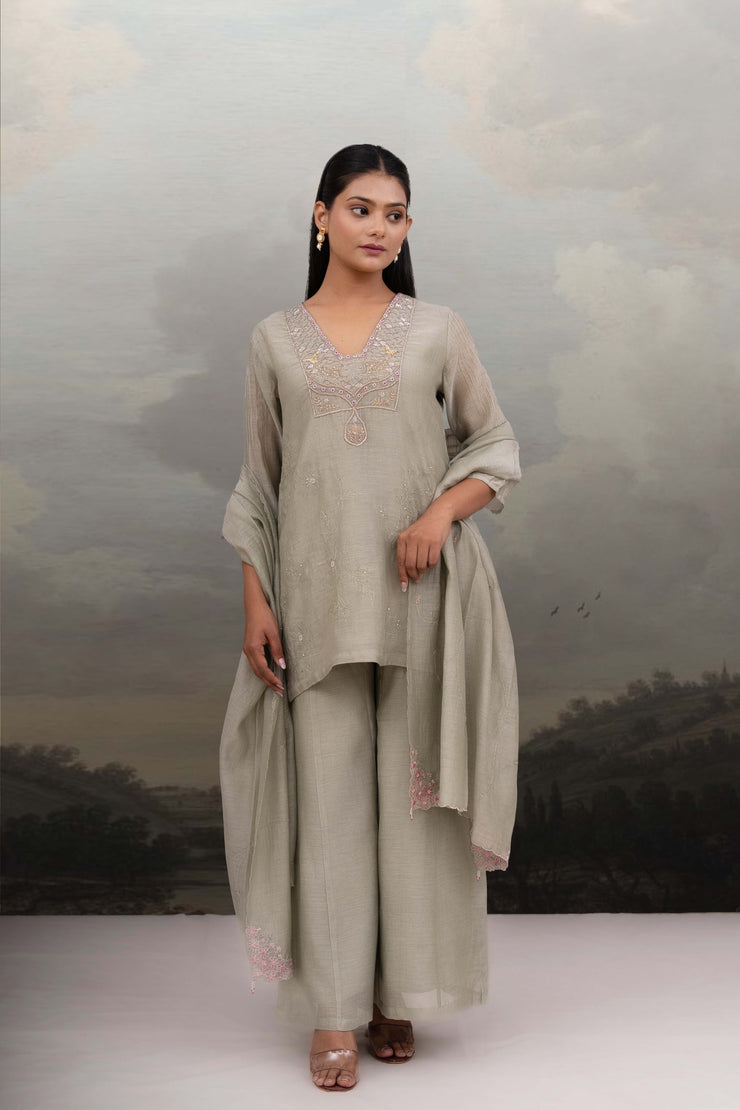 Aqua blue matsya top and palazzo