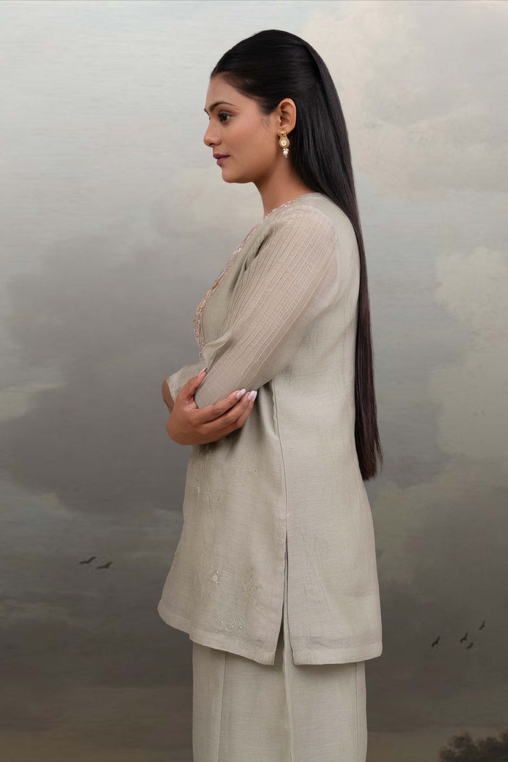 Aqua blue matsya top and palazzo