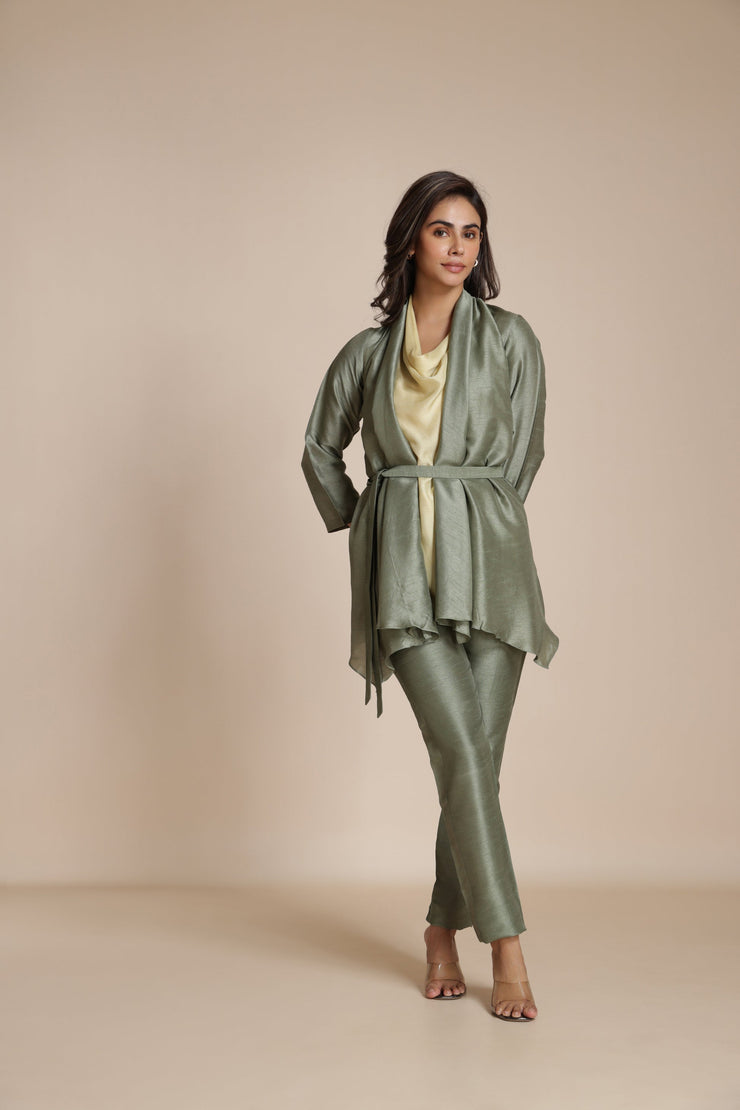 Overlay Drape Shirt Set