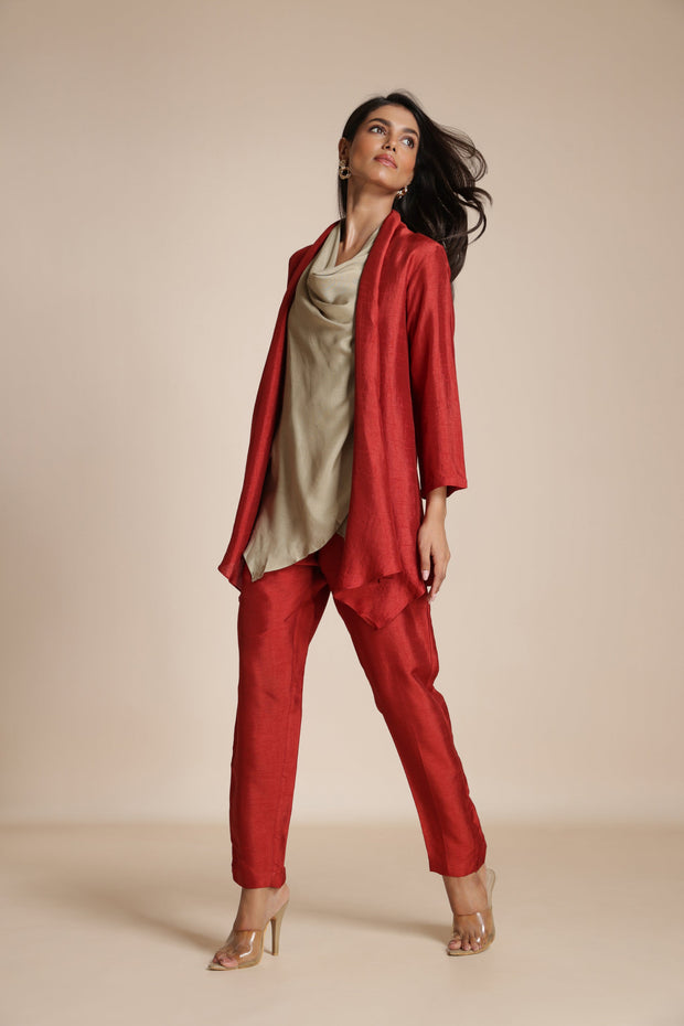 Overlay Drape Shirt Set