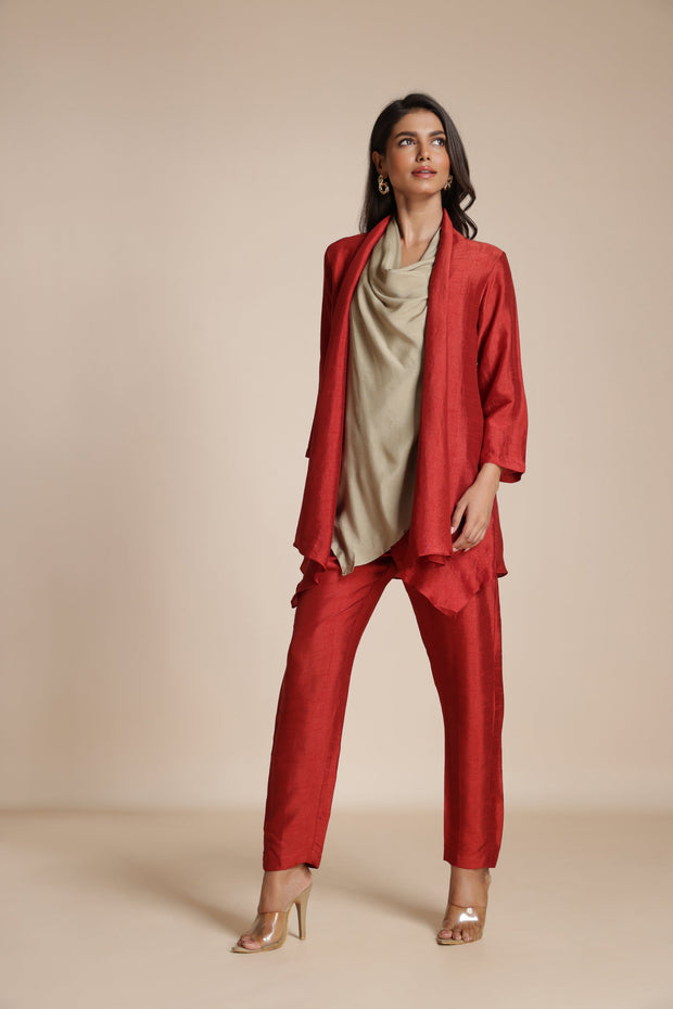 Overlay Drape Shirt Set