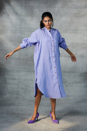Jacaranda Linen Shirt Dress