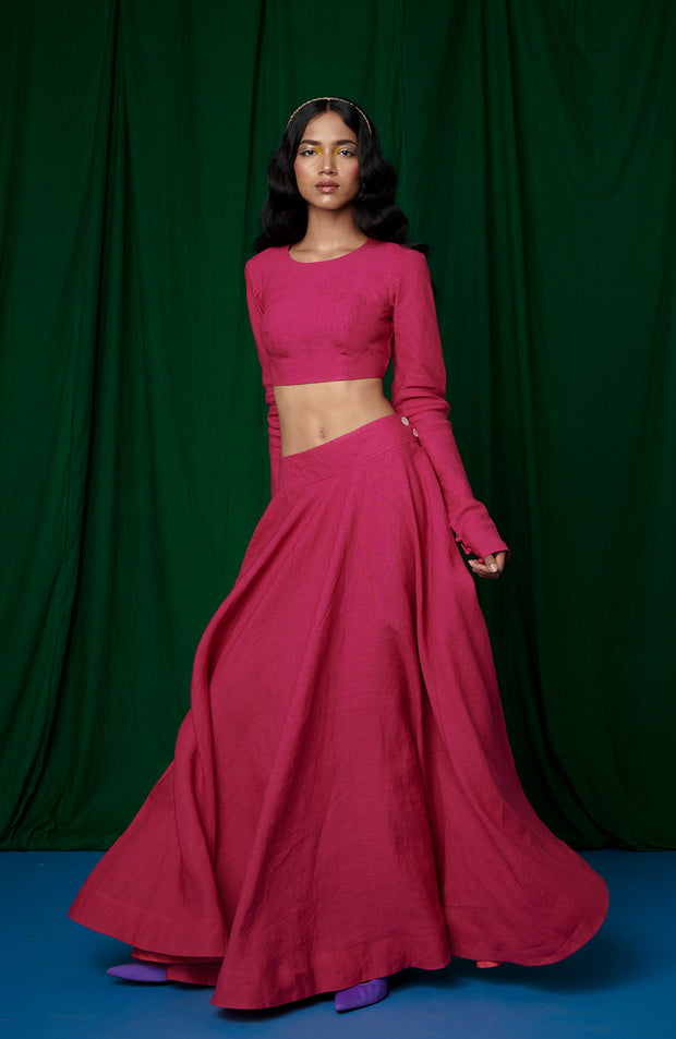 Rani Linen Crop Top and Ghera Skirt