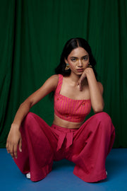 Linen Coral Bustier Top and Rani Wrap Pants