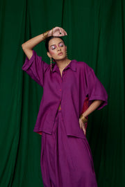 Violet Linen Boho Shirt and Dhoti Pants