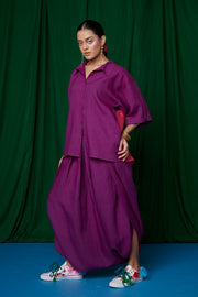 Violet Linen Boho Shirt and Dhoti Pants