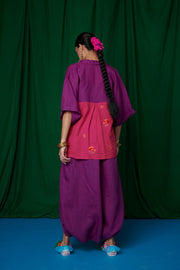 Violet Linen Boho Shirt and Dhoti Pants