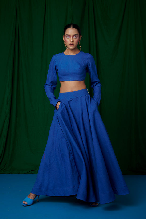 Neelam Linen Crop Top and Ghera Skirt