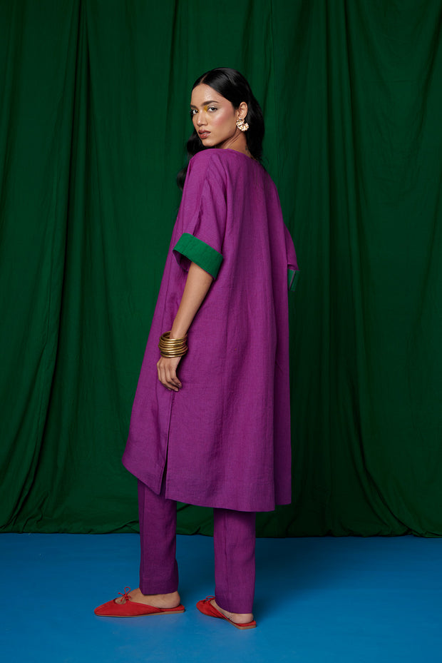 Violet Linen Dolman Kurta Set